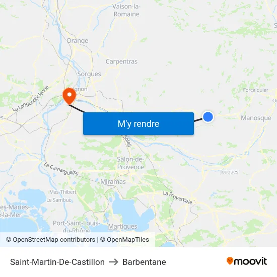 Saint-Martin-De-Castillon to Barbentane map
