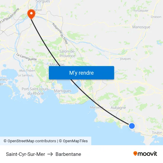 Saint-Cyr-Sur-Mer to Barbentane map