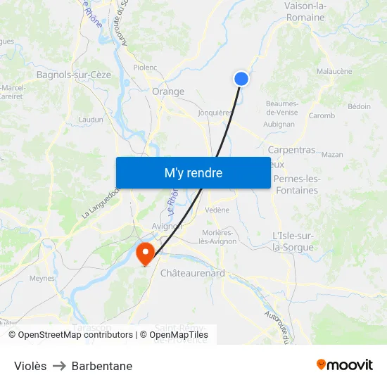 Violès to Barbentane map