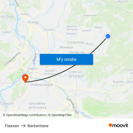 Flassan to Barbentane map