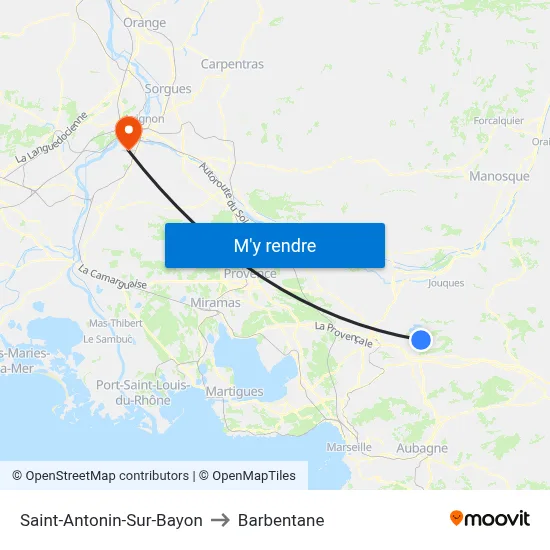 Saint-Antonin-Sur-Bayon to Barbentane map
