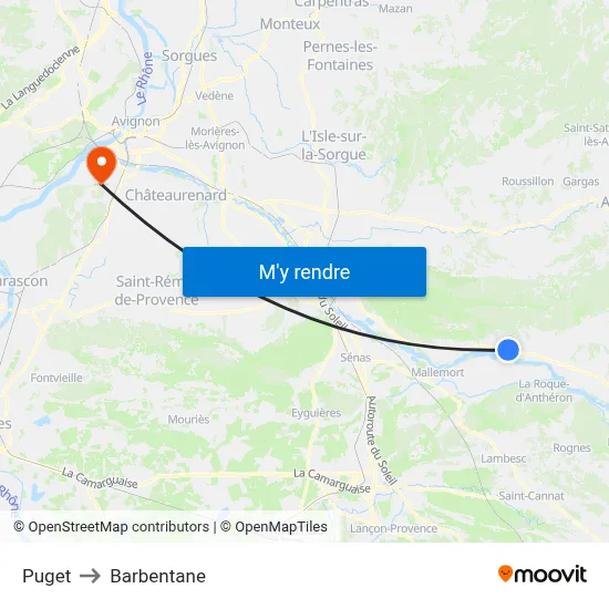 Puget to Barbentane map