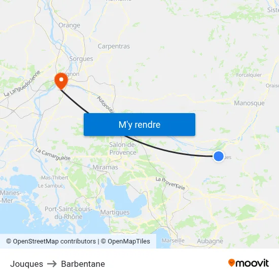 Jouques to Barbentane map