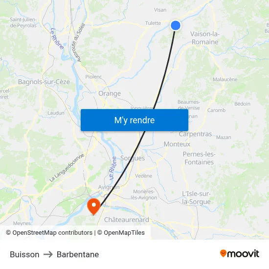Buisson to Barbentane map