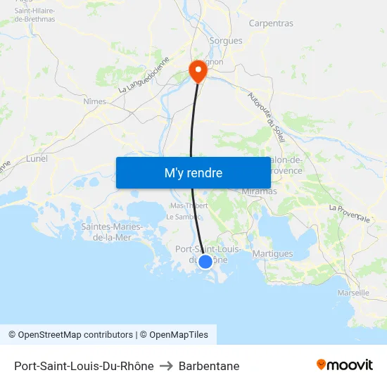 Port-Saint-Louis-Du-Rhône to Barbentane map