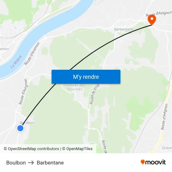 Boulbon to Barbentane map