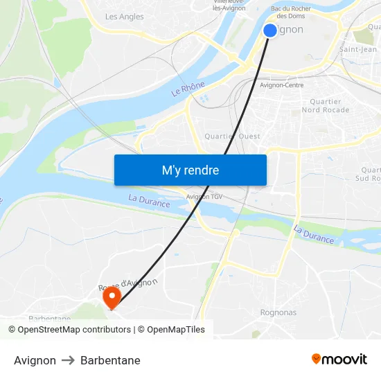 Avignon to Barbentane map