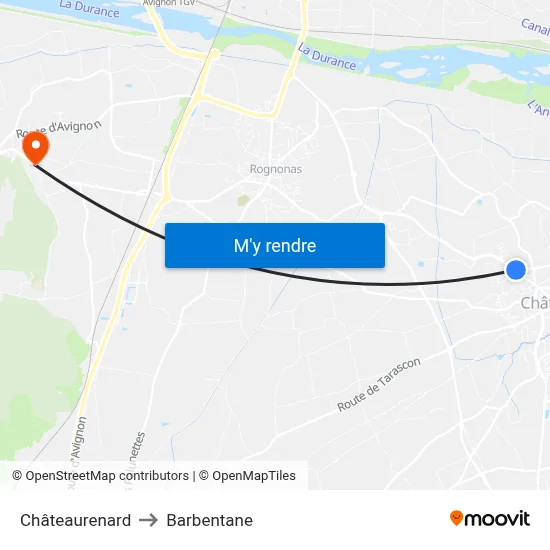 Châteaurenard to Barbentane map