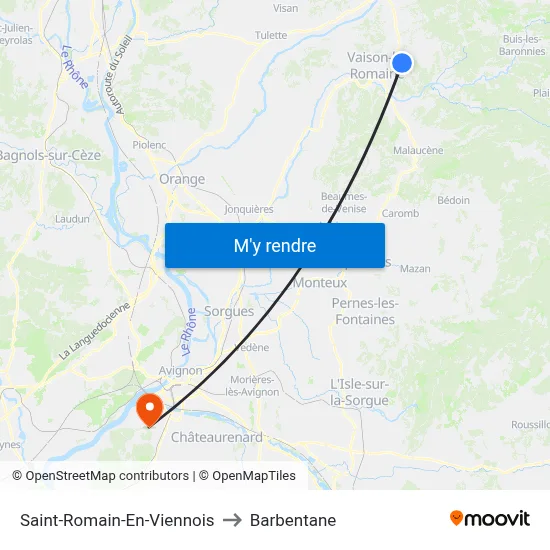 Saint-Romain-En-Viennois to Barbentane map
