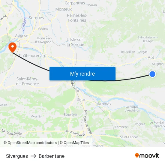 Sivergues to Barbentane map