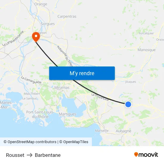 Rousset to Barbentane map