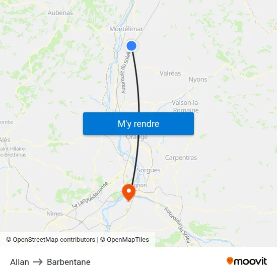 Allan to Barbentane map