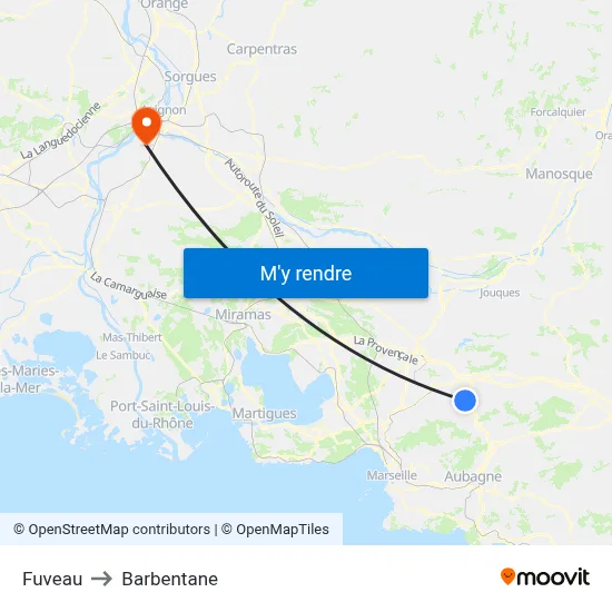 Fuveau to Barbentane map