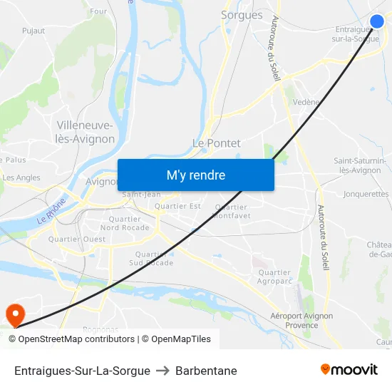 Entraigues-Sur-La-Sorgue to Barbentane map