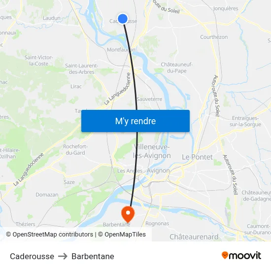 Caderousse to Barbentane map