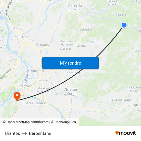 Brantes to Barbentane map