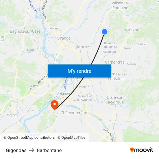 Gigondas to Barbentane map