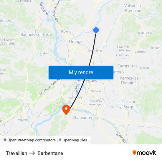 Travaillan to Barbentane map