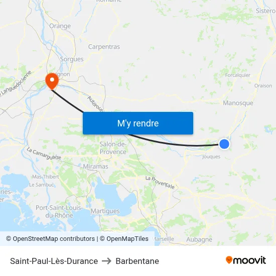 Saint-Paul-Lès-Durance to Barbentane map