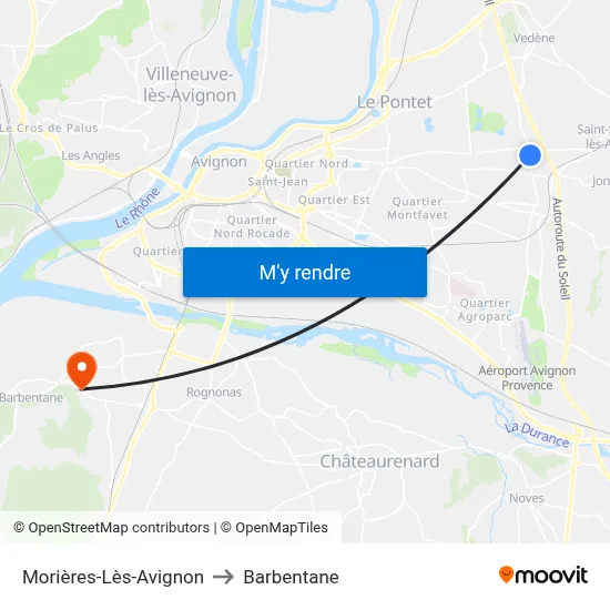 Morières-Lès-Avignon to Barbentane map