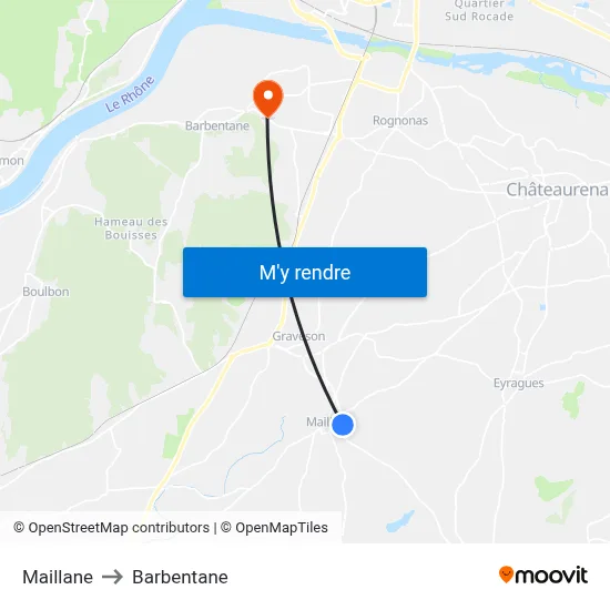 Maillane to Barbentane map