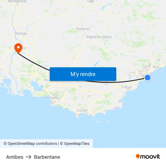 Antibes to Barbentane map