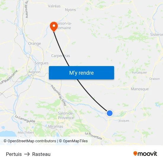 Pertuis to Rasteau map