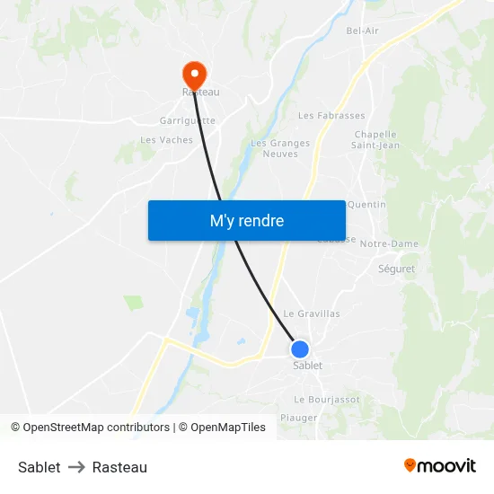Sablet to Rasteau map