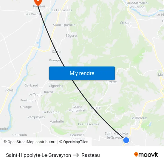 Saint-Hippolyte-Le-Graveyron to Rasteau map