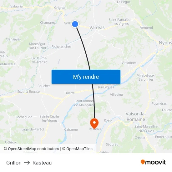 Grillon to Rasteau map