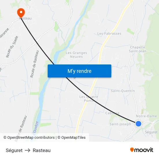 Séguret to Rasteau map