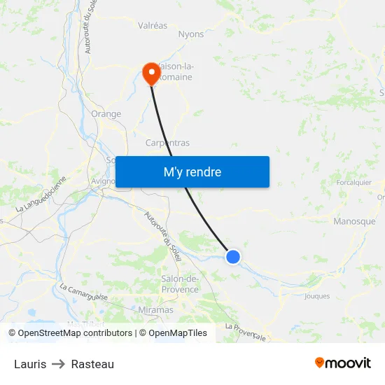 Lauris to Rasteau map