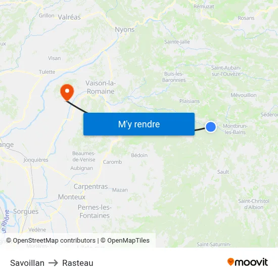 Savoillan to Rasteau map