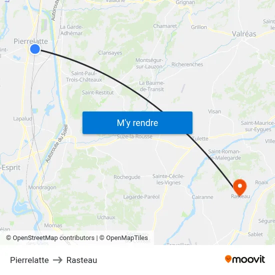 Pierrelatte to Rasteau map
