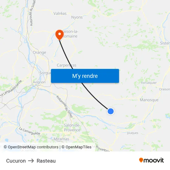 Cucuron to Rasteau map