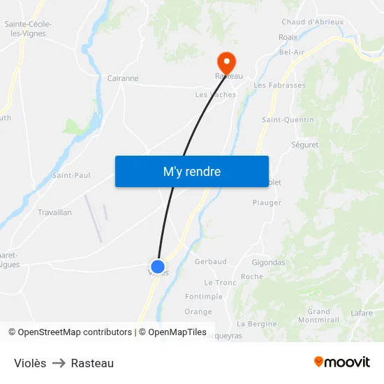 Violès to Rasteau map