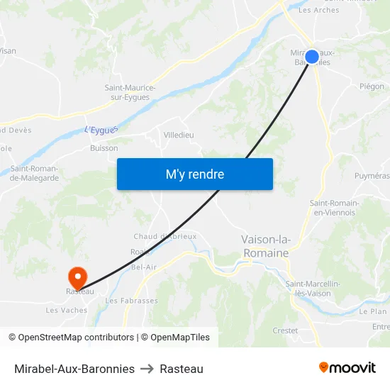 Mirabel-Aux-Baronnies to Rasteau map