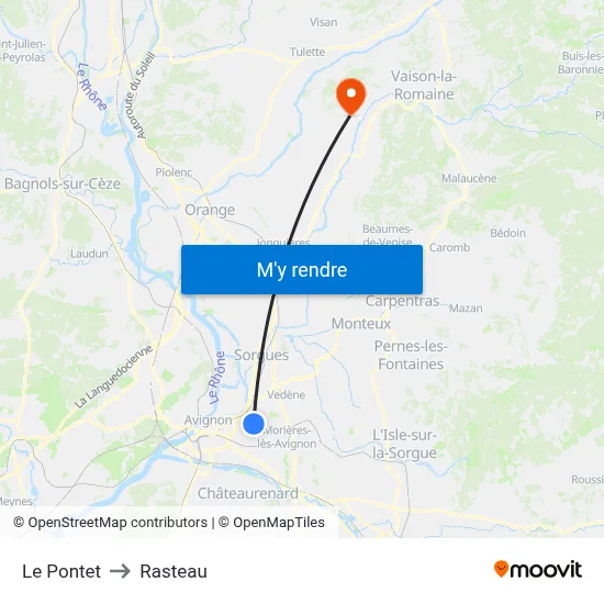 Le Pontet to Rasteau map