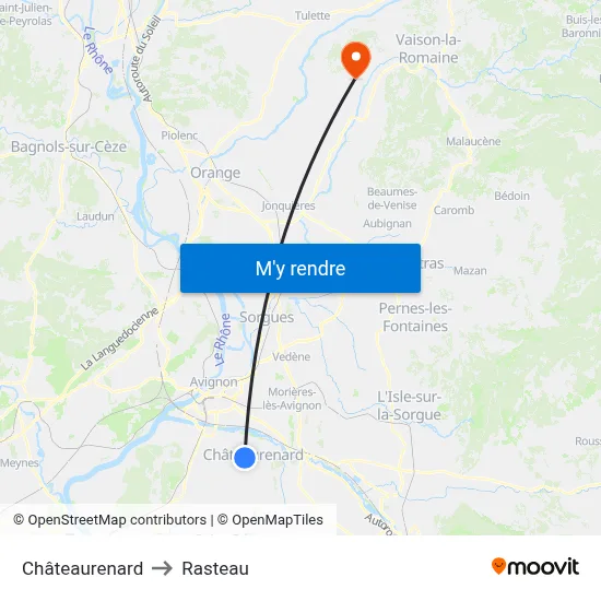 Châteaurenard to Rasteau map