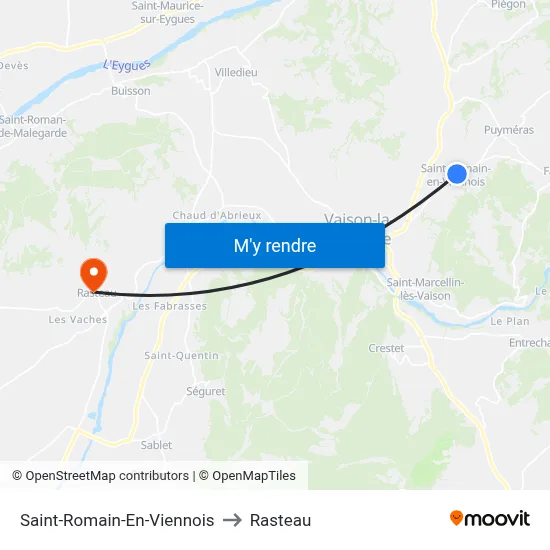 Saint-Romain-En-Viennois to Rasteau map