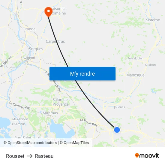 Rousset to Rasteau map
