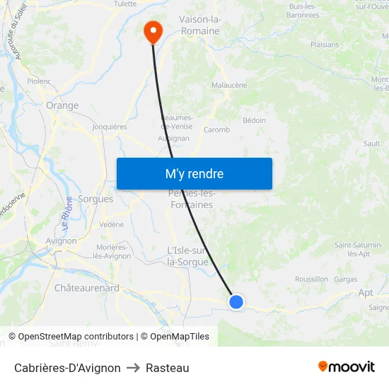 Cabrières-D'Avignon to Rasteau map