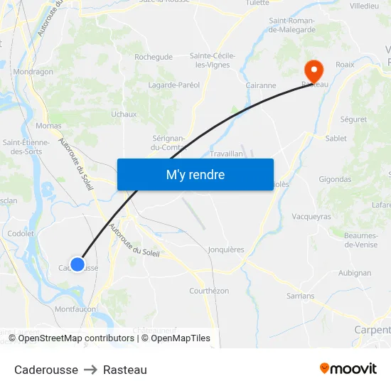 Caderousse to Rasteau map