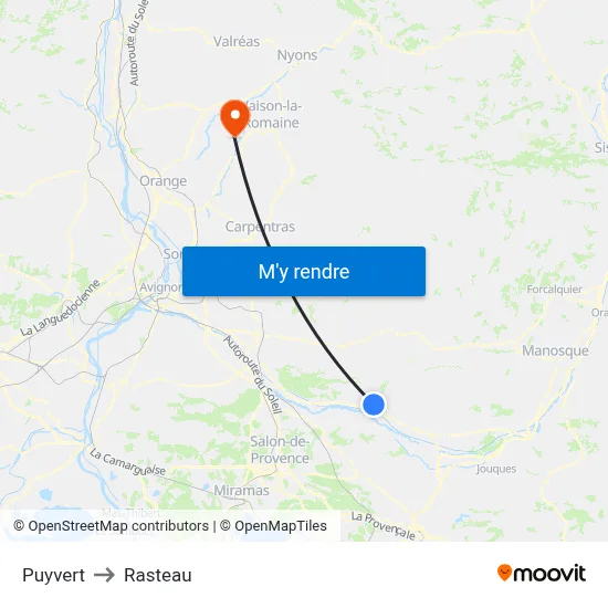 Puyvert to Rasteau map