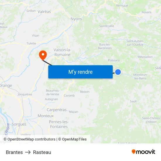 Brantes to Rasteau map