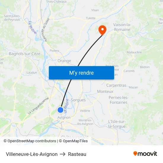 Villeneuve-Lès-Avignon to Rasteau map