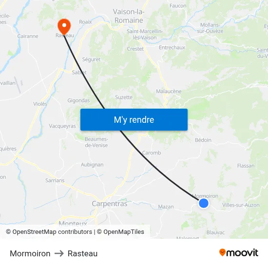 Mormoiron to Rasteau map
