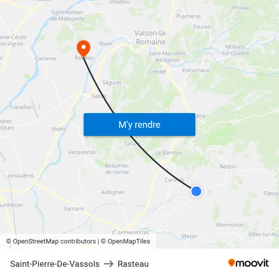 Saint-Pierre-De-Vassols to Rasteau map