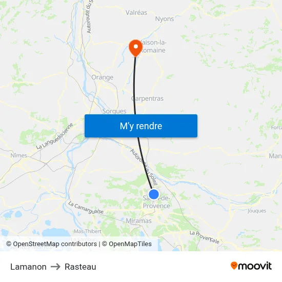 Lamanon to Rasteau map