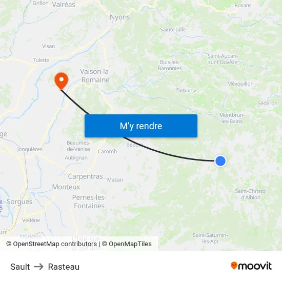 Sault to Rasteau map